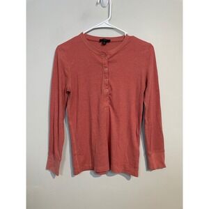 J.Crew Lightweight Waffle Base Layer Henley Orange Size Small Layering Casual